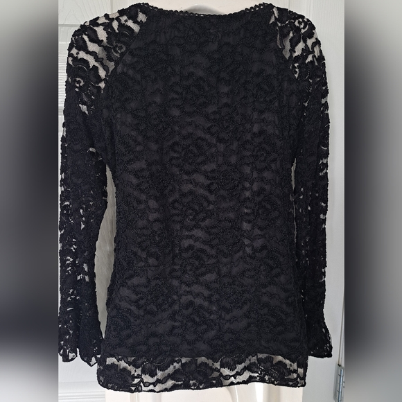 Italian Tempation Black Lace Top - Picture 4 of 9